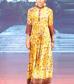 Yellow Rayon Designer Long Party Wear Kurti