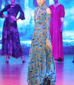 Turquoise Rayon Designer Long Party Wear Kurti