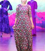 Black Rayon Designer Long Party Wear Kurti