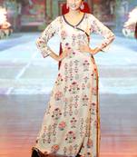 Off White Rayon Designer Long Party Wear Kurti