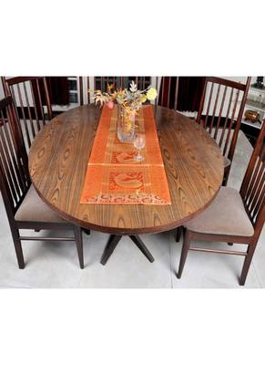 Lal Haveli Wedding Table Decorations Rectangular Orange Silk Table Runner 60 X 16 inches 1