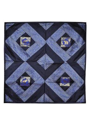 Rajasthani Handmade Elephant Work Silk Table Cloth Runner 35 X 35 Inches 4