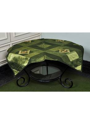 Banarasi Silk Elephant Work Table Cloth & Runner 35 X 35 Inches 1