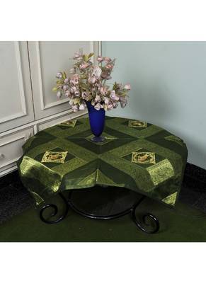 Banarasi Silk Elephant Work Table Cloth & Runner 35 X 35 Inches 2