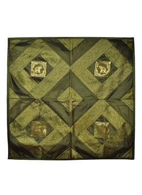 Banarasi Silk Elephant Work Table Cloth & Runner 35 X 35 Inches 4