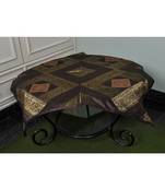 Lalhaveli Decorative Peacock Work Design Square Silk Table Cloths 35 X 35 Inches