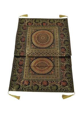 Lal Haveli Black Mandala Design Silk Table Runner 60 x 16 inch 3