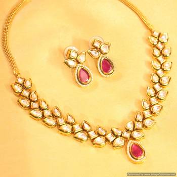 Ruby Kundan Meenakari Necklace Set 1