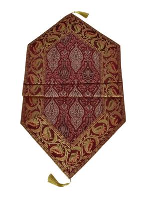Lal Haveli Rectangle Shape Maroon Color Silk Fabric Decorative Table Runner for Wedding Party Table Decor 60 X 16 inch 3
