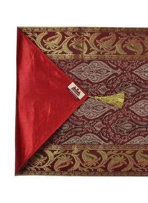 Lal Haveli Rectangle Shape Maroon Color Silk Fabric Decorative Table Runner for Wedding Party Table Decor 60 X 16 inch 4