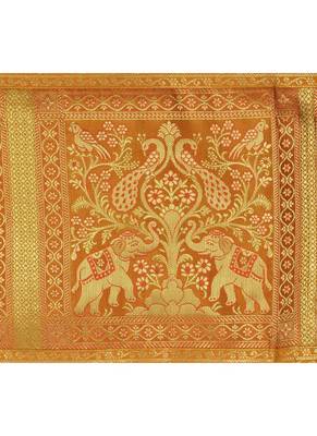 Lal Haveli Elephant & Peacock Design Silk Fabric Dining Table Runner 60 X 16 inch 2