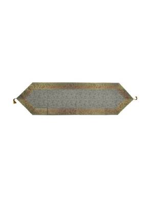 Lal Haveli Grey Silk Fabric Table Runner Decorative Items 60 x 16 inch 1