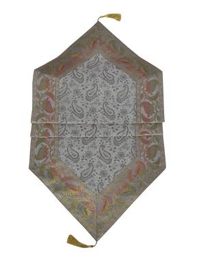 Lal Haveli Grey Silk Fabric Table Runner Decorative Items 60 x 16 inch 3