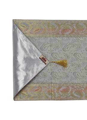 Lal Haveli Grey Silk Fabric Table Runner Decorative Items 60 x 16 inch 4