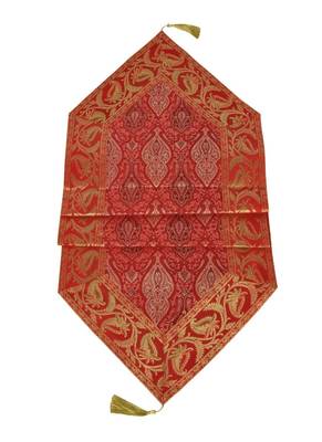 Lal Haveli Designer Red Silk Fabric Dining Table Runner Table Decor 60 x 16 inch 3