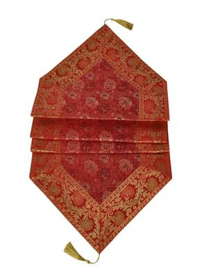 Lal Haveli Silk Fabric Kitchen Table Runner Ideal for Wedding, Dinner, Parties, Table Decor - Rectangular 60 x 16 inch 3