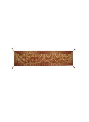 Lal Haveli Elephant & Peacock Design Silk Fabric Table Decorations Table Runner 72 x 16 inch 1