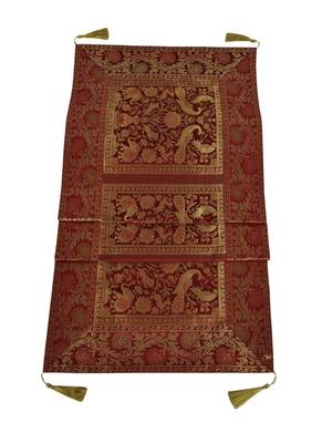 Lal Haveli Elephant & Peacock Design Silk Fabric Table Decorations Table Runner 72 x 16 inch 3