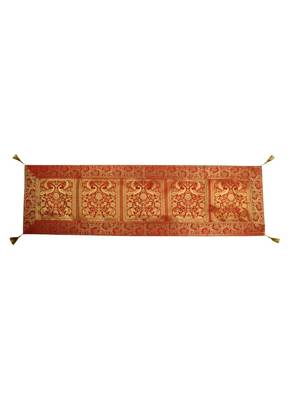 Lal Haveli Red Color Peacock & Elephant Design Silk Table Runner 60 x 16 inch 1