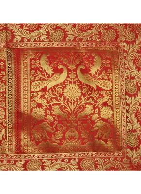 Lal Haveli Red Color Peacock & Elephant Design Silk Table Runner 60 x 16 inch 2