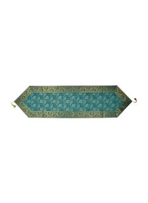 Lal Haveli Silk Table Runner, 16 by 60-inch, Green Wedding Banquet Decoration 1
