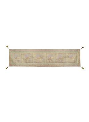 Lal Haveli White Elephant Design Silk Center Table Runner 72 x 16 inch 1