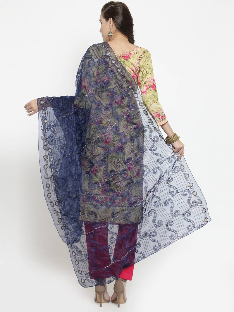 Navy Blue Organza Embroidered Dupatta Mf Next Com 2772287
