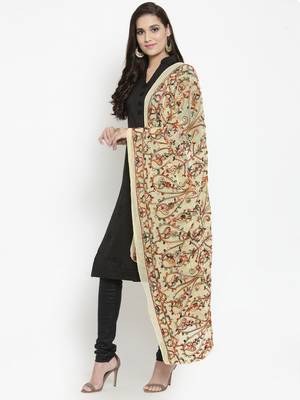Cream Nazneen Phulkari Work Dupatta 2