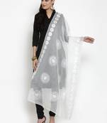White Moonga Cotton Karachi Work Dupatta