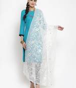 White Moonga Cotton Karachi Work Dupatta