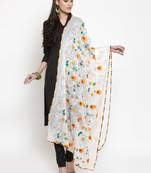 White Nazneen Phulkari Work Dupatta