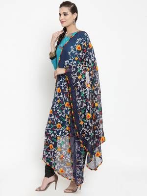 Navy Blue Nazneen Phulkari Work Dupatta 3