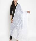 White Nazneen Karachi Work Dupatta