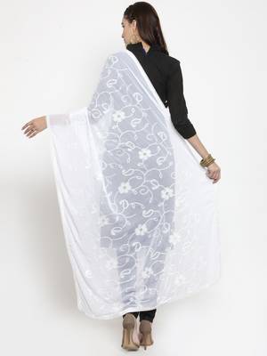White Nazneen Karachi Work Dupatta 2