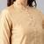 Beige Women's Chinese collar kurta in Chanderi fabric