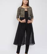 Women's Azmat - A-Line Kurti with a jacquard shawl collar shrug