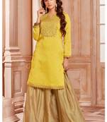 Pastel Yellow And Gold Cotton Silk Readymade Salwar Suit