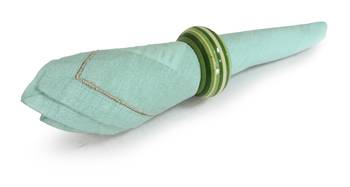 Green Napkin with Satin Stitch Embroidery Gold Zari Thread over Poly Dupion Fabric- Set of 2 (40 X 40 Cm) 1