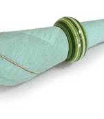 Green Napkin with Satin Stitch Embroidery Gold Zari Thread over Poly Dupion Fabric- Set of 2 (40 X 40 Cm)