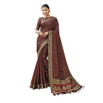Black woven banarasi saree with blouse 1