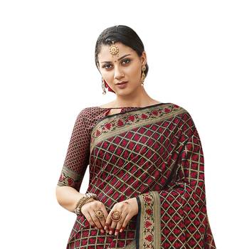 Black woven banarasi saree with blouse 2