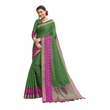 Teal woven banarasi saree with blouse 1