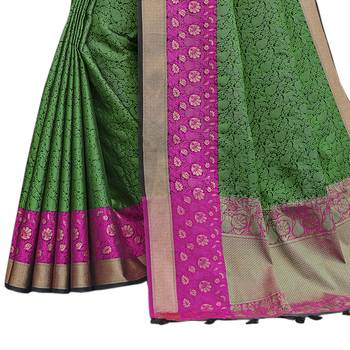 Teal woven banarasi saree with blouse 3