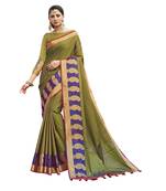 Olive woven banarasi saree with blouse