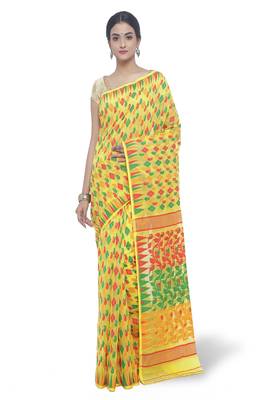 Yellow Hand Woven Cotton Saree 1