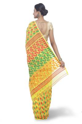 Yellow Hand Woven Cotton Saree 3