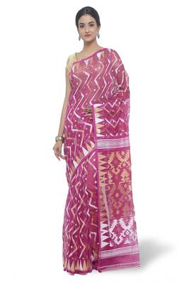 Purple Hand Woven Cotton Saree 1