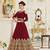 Dark-red embroidered georgette anarkali salwar with dupatta