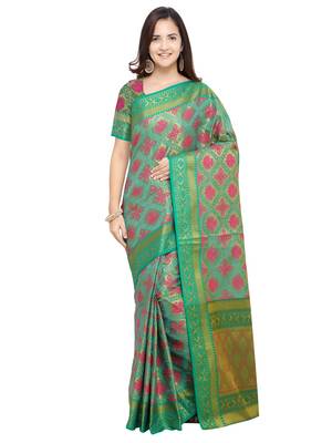 Blue Woven Art Silk Saree With Blouse 1