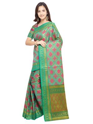 Blue Woven Art Silk Saree With Blouse 2